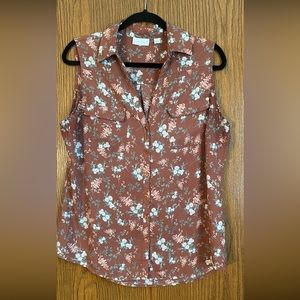 New York & Company Sleeveless Floral Print Top, Size Large